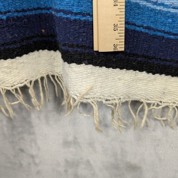 Vintage Baja Poncho Sweater Mens Medium Woven Pullover Boho Hooded 90s - Picture 3 of 8